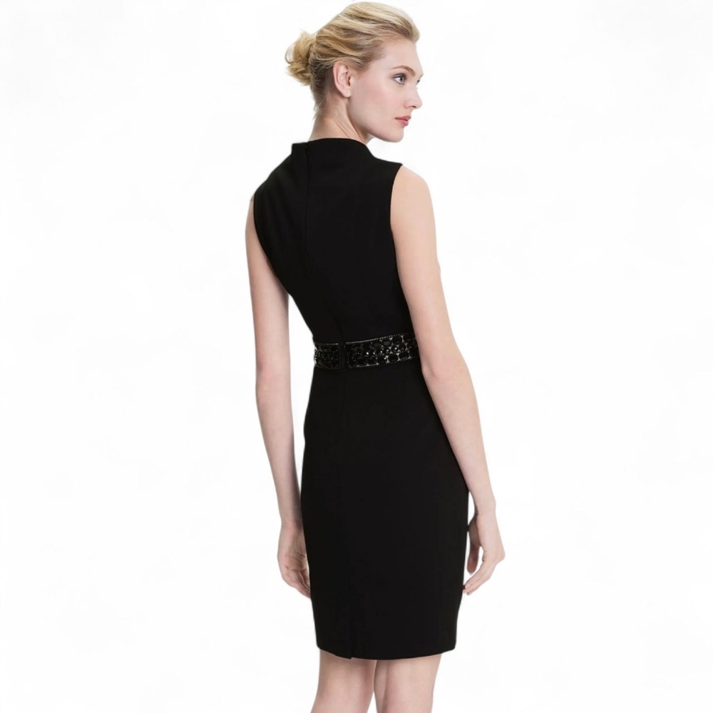 Donna Ricco Black Beaded Waist Sheath Dress Size 6 - Picture 3 of 13